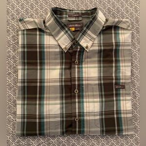 eddie bauer | tall classic button-up outdoor shirt - green/gray/brown